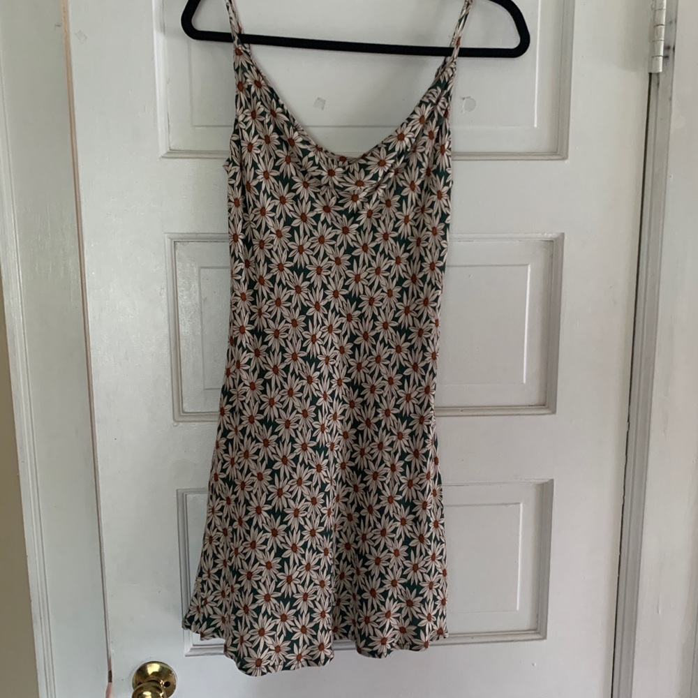Green floral cowl neck dress